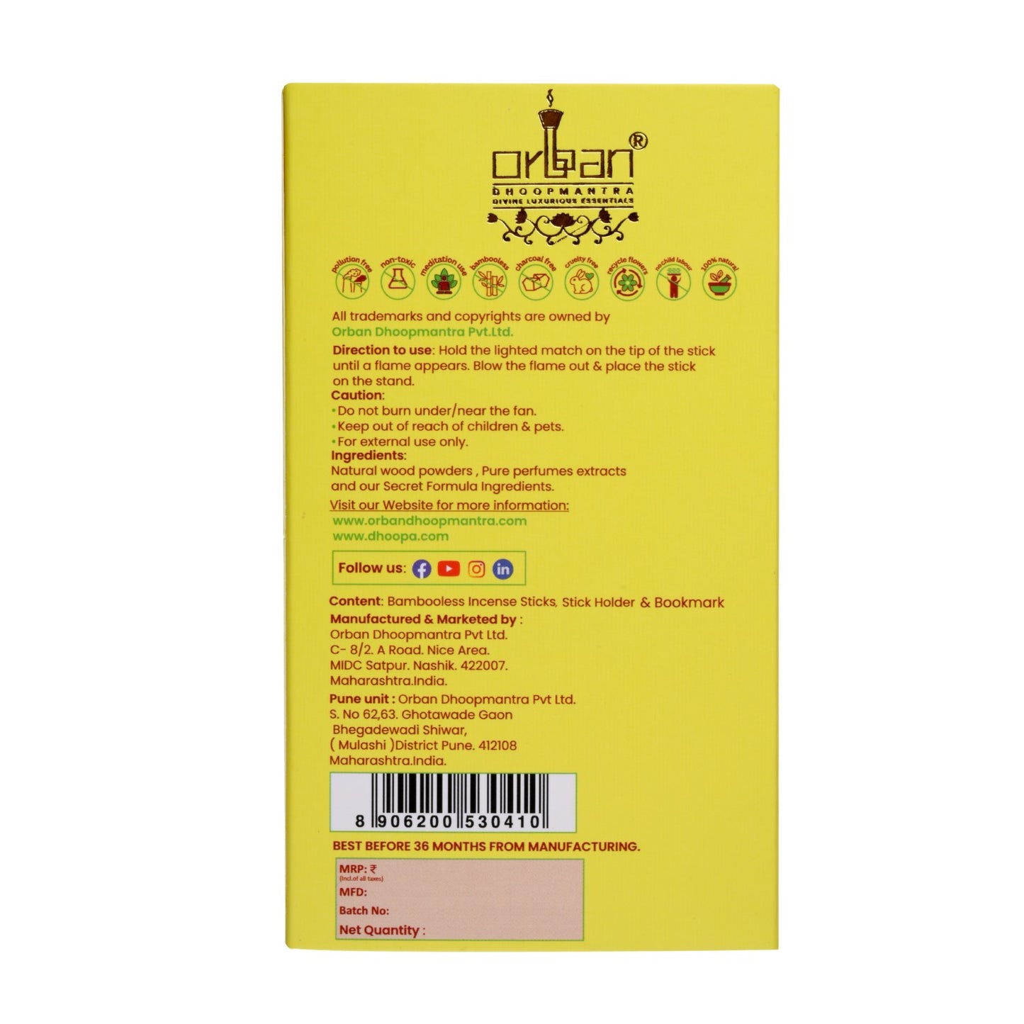 DHOOPA By ORBAN | Luxury Big Flower Edition Incense Sticks | Herbal Aroma for a Peaceful Atmosphere | Kewda Fragrance | With bookmark and Stand