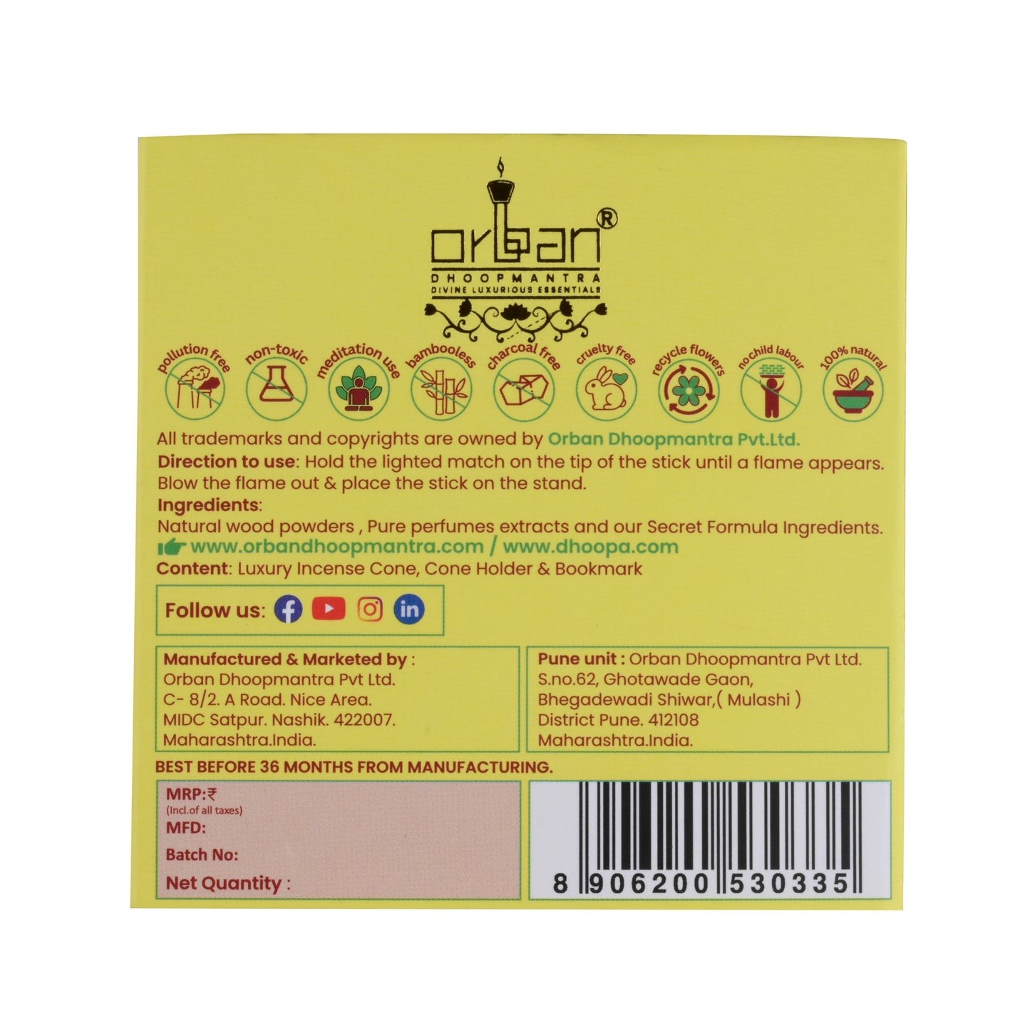 DHOOPA By ORBAN |Luxury Incense Flower Cone| Pooja Essentials|With bookmark and Stand Jasmine Fragrance