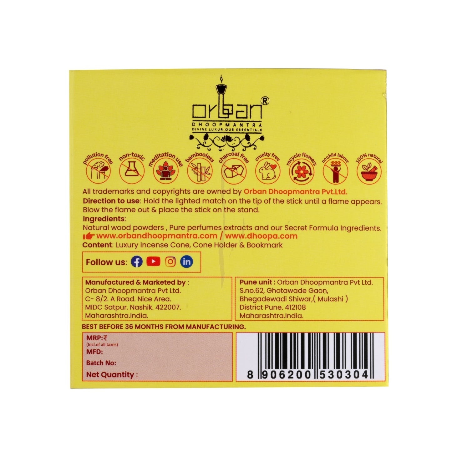 DHOOPA By ORBAN |Luxury Incense Flower Cone| Long-Lasting Aroma|With Bookmark and Stand Parijaat Fragrance