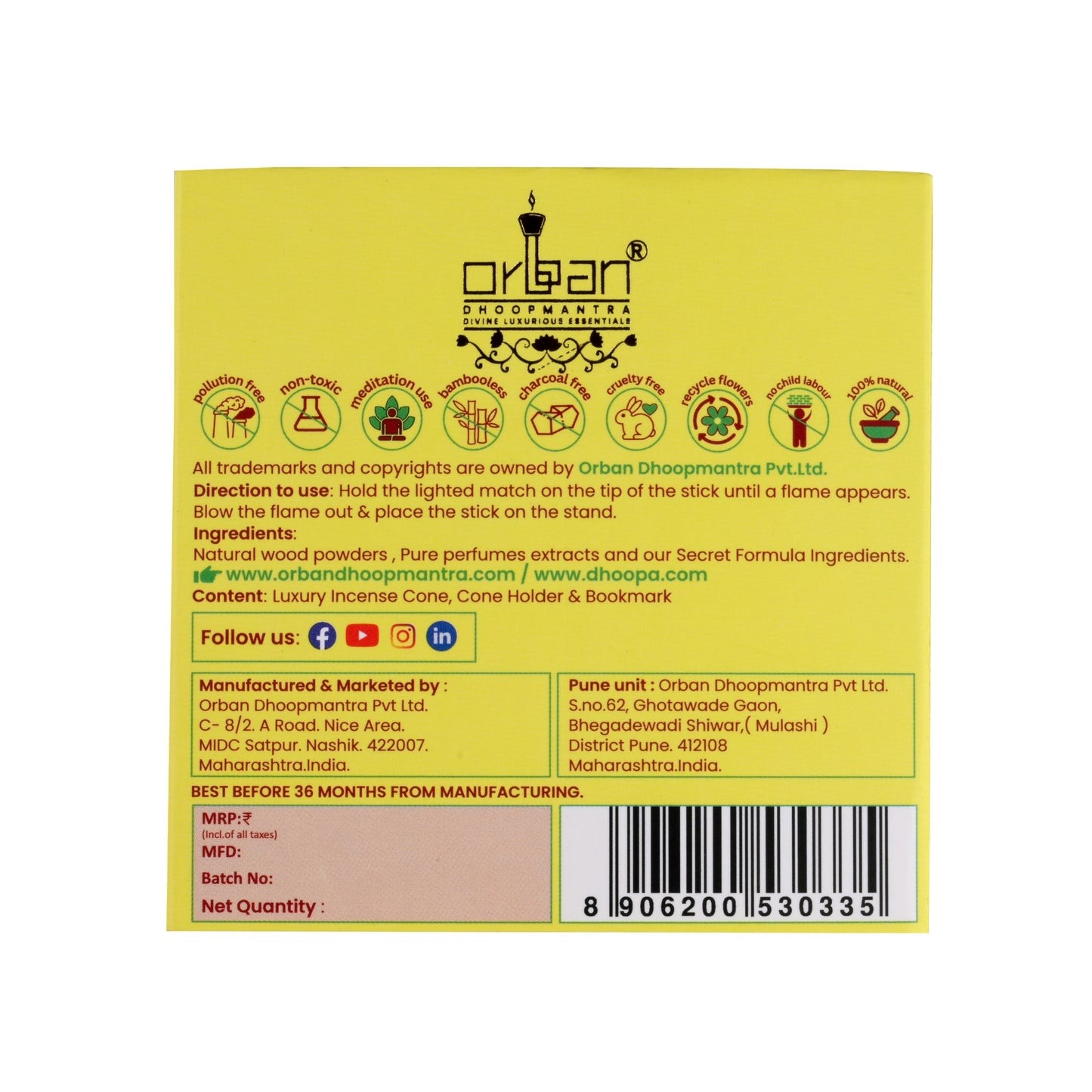 DHOOPA By ORBAN| Luxury Incense Flower Cone | Luxury Herbal Incense for Pooja & Relaxation |Rose Fragrance | With Bookmark & Stand