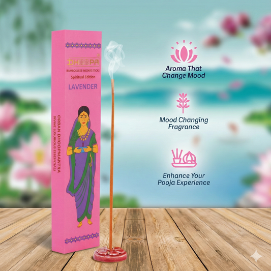 DHOOPA By ORBAN - Classic Bambooless Incense Sticks | Eco-Friendly , Devotional Incense For Puja ,Meditation,Relaxation | Lavender Fragrance | With Incense Sticks Stand