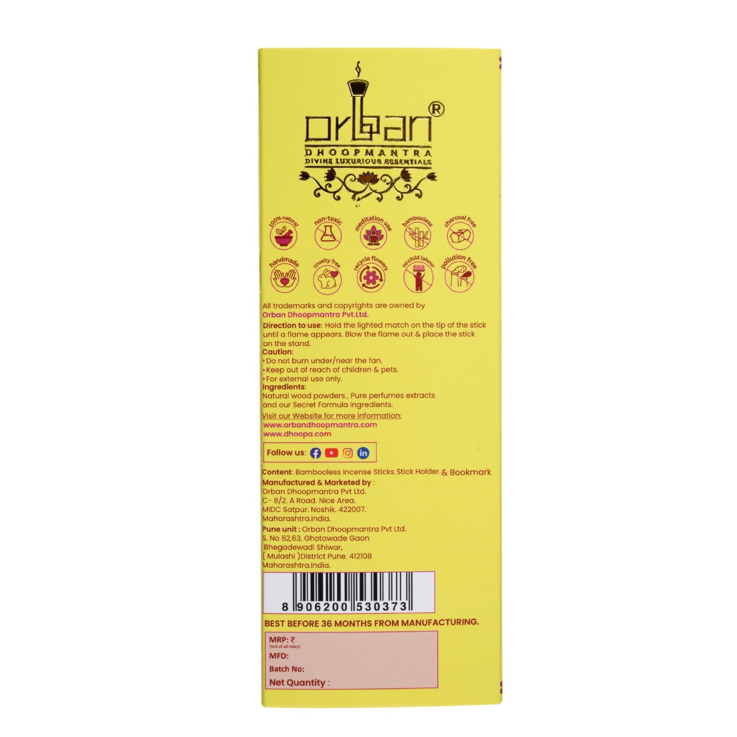 DHOOPA By ORBAN |Luxury Flower Edition Long Incense Sticks | Perfect for Festivals & Daily Pooja | Natura Lotus Fragrance | With bookmark and Stand