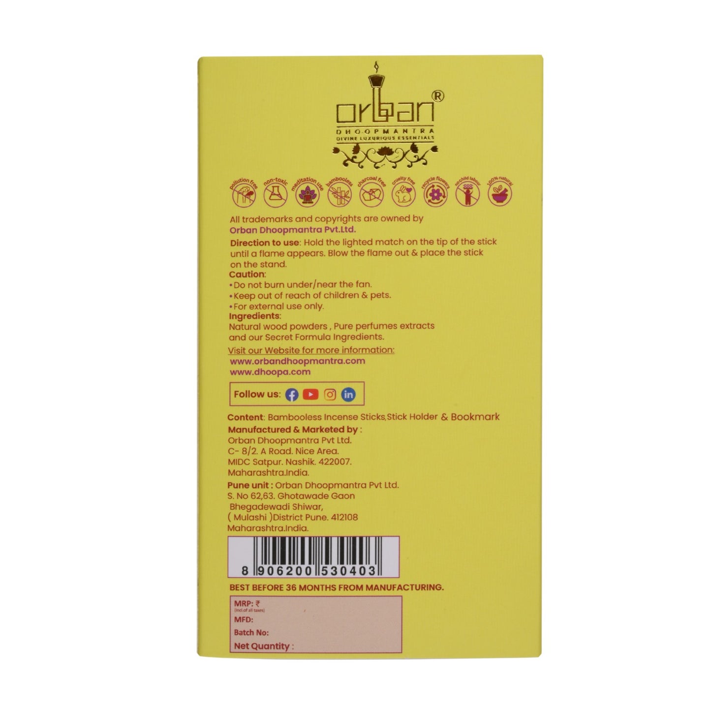 DHOOPA By ORBAN |Luxury Big Flower Edition Incense Sticks | Crafted for Pooja, Meditation & Peaceful Living | Patchouli Fragrance | With bookmark and Stand