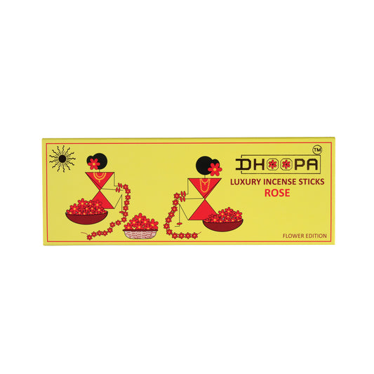 DHOOPA By ORBAN |Luxury Flower Edition Long Incense Sticks|Perfect for Daily Pooja, Made from pure natural ingredient |Rose Fragrance | With bookmark and Stand