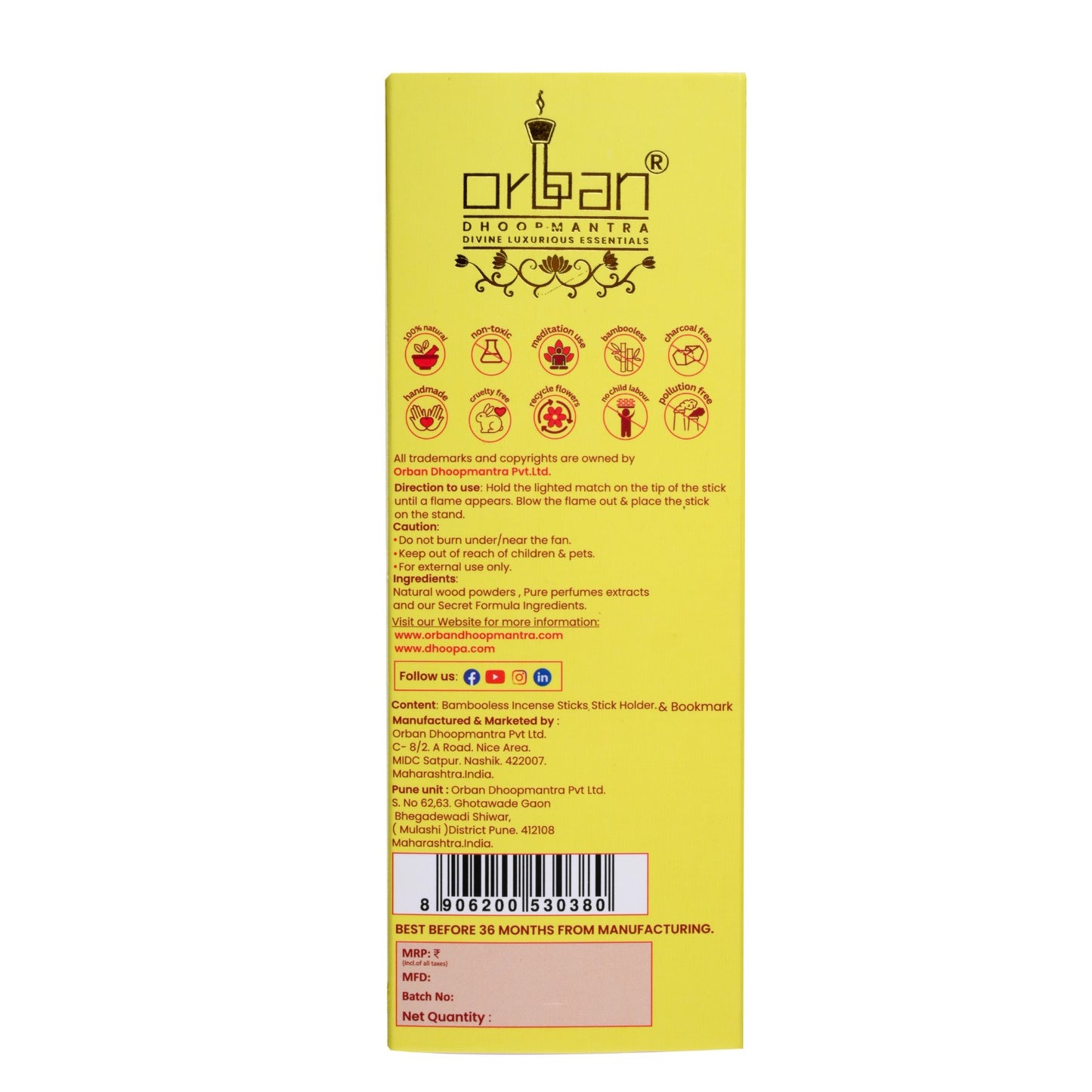 DHOOPA By ORBAN |Luxury Flower Edition Long Incense Sticks|Perfect for Daily Pooja, Made from pure natural ingredient |Rose Fragrance | With bookmark and Stand
