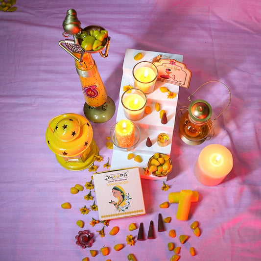 DHOOPA by ORBAN Deluxe Incense Cone | Natural & Long-Lasting | Best for Meditation, Yoga & Prayer | Sandalwood Fragrance with Stand and Warli Art Bookmark