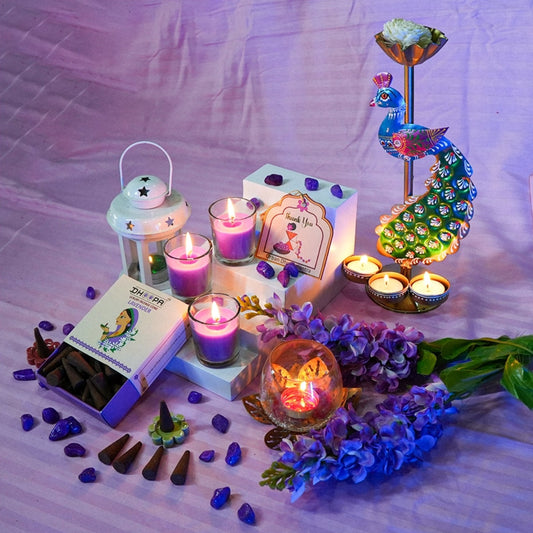 DHOOPA by ORBAN Deluxe Incense Cone | Create a Divine Aura | Ideal for Pooja & Meditation | Pure Lavender Fragrance | with Stand and Warli Art Bookmark