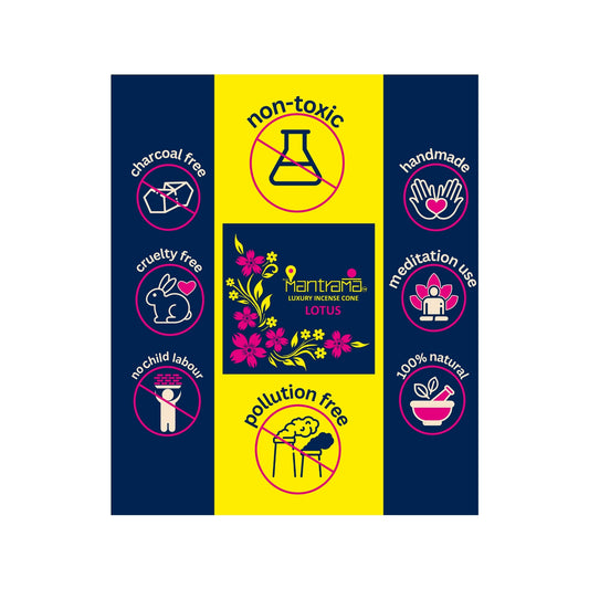 MAAY MANTRAMA By ORBAN – Royal Incense cone | Long-Lasting & Handmade | Perfect for Pooja, Yoga & Home Fragrance|Lotus Fragrance | With Incense Stand & Bookmark