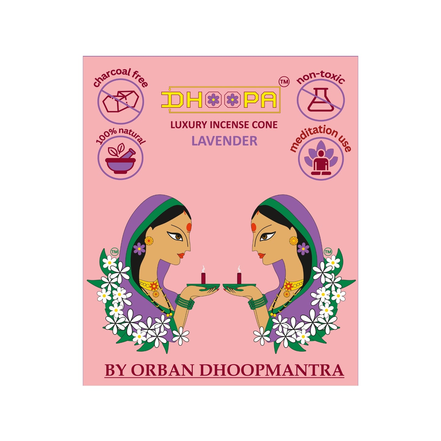 DHOOPA by ORBAN Deluxe Incense Cone | Create a Divine Aura | Ideal for Pooja & Meditation | Pure Lavender Fragrance | with Stand and Warli Art Bookmark