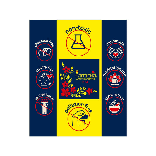 MAAY MANTRAMA By ORBAN – Royal Incense cone | Create a Soothing Ambience for Mind & Soul |Rose Fragrance | With Incense Stand & Bookmark