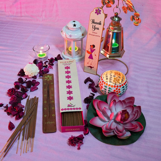 DHOOPA by ORBAN Deluxe 7 Chakra Incense Stick | Eco-Friendly & Clean Burning | Ideal for Yoga & Meditation | Lotus Fragrance | with Premium Stand & Bookmark