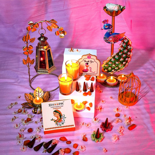 DHOOPA by ORBAN Deluxe Incense Cone | Organic & Charcoal-Free | Enhances Focus & Calm | Parijaat Fragrance | with Stand and Bookmark