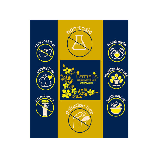 MAAY MANTRAMA By ORBAN – Royal Incense cone |Eco-Friendly , Devotional Incense For Puja ,Meditation, Relaxation |Sandalwood Fragrance | With Incense Stand & Bookmark