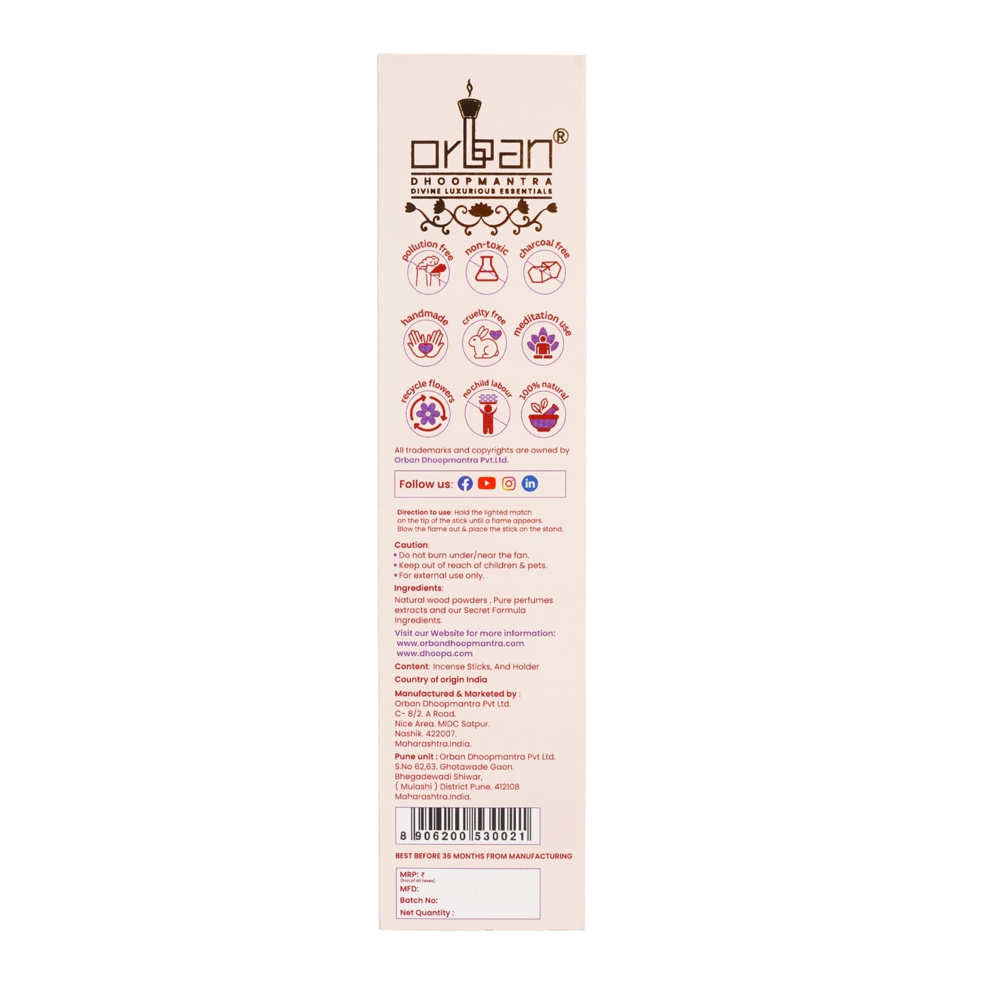 DHOOPA by ORBAN - Warli Luxury Incense Sticks | Natural Ingredients,Perfect for Pooja | Lavender Fragrance | with Bookmark and Incense Sticks Stand