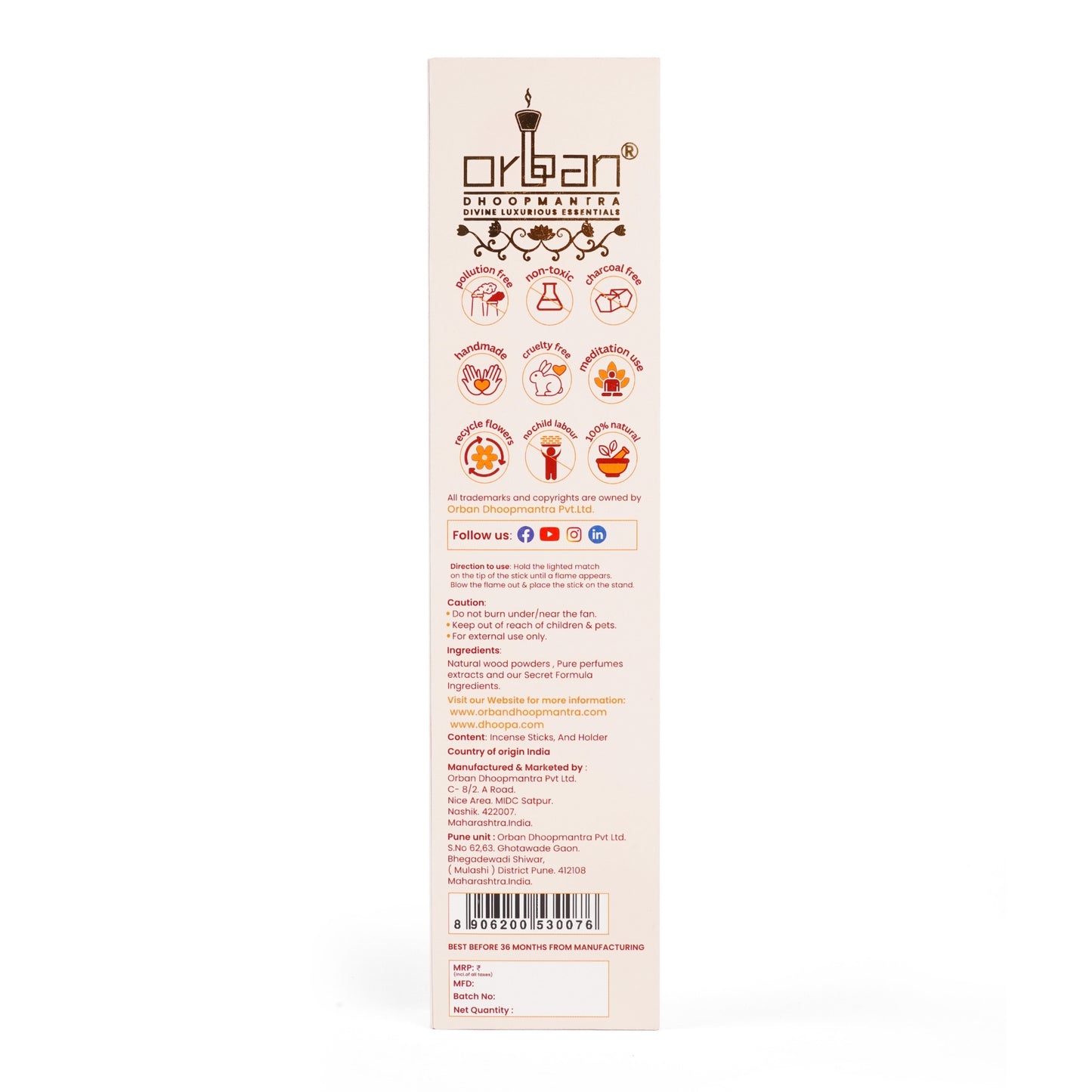 DHOOPA by ORBAN - Warli Luxury Incense Sticks | Perfect for Pooja, Meditation & Yoga | Sonchapha Fragrance | with Bookmark and Premium Incense Sticks Stand
