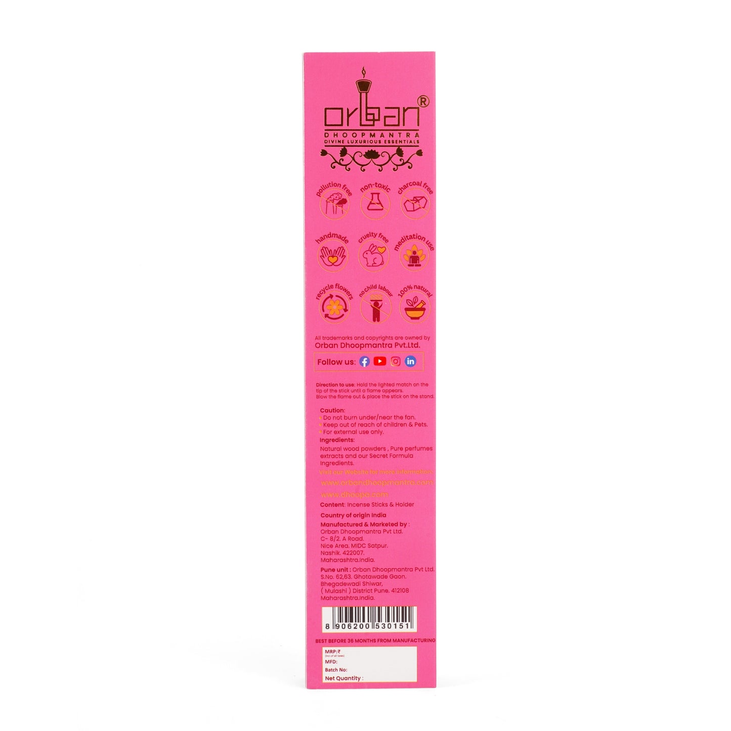 DHOOPA By ORBAN - Classic Bambooless Incense Sticks | Natural & Non-Toxic Aroma For Pooja  & Meditation | Sonchapha Fragrance | with Incense Sticks Stand