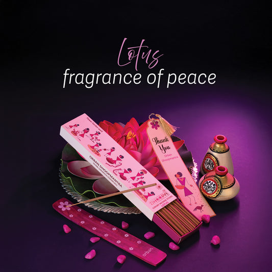DHOOPA by ORBAN - Warli Luxury Incense Sticks | for Puja & Relaxation | Natural Lotus Fragrance | with Bookmark and Premium Incense Stand