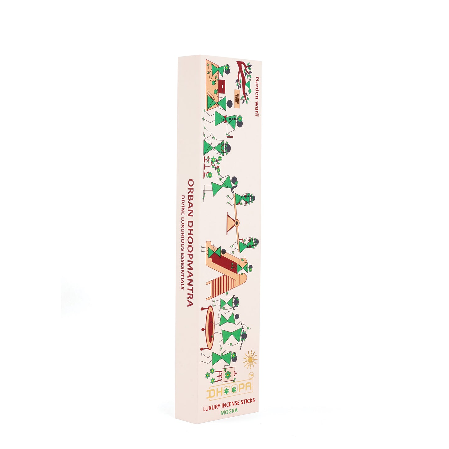 DHOOPA by ORBAN - Warli Luxury Incense Sticks | Long-Lasting Fragrance for Puja and Relaxation | Mogra Incense Sticks, with Bookmark and Premium Incense Stand, 35 Sticks.