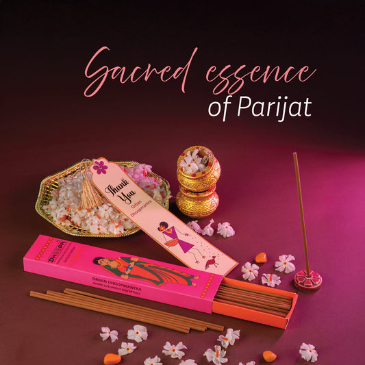 DHOOPA By ORBAN - Classic Bambooless Incense Sticks | Natural Incense ,Handcrafted Aroma  | Parijaat Fragrance | With Incense Sticks Stand
