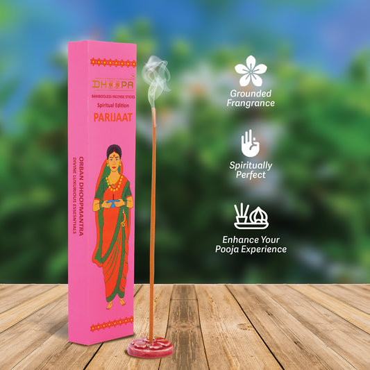 DHOOPA By ORBAN - Classic Bambooless Incense Sticks | Natural Incense ,Handcrafted Aroma  | Parijaat Fragrance | With Incense Sticks Stand