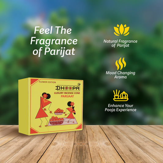 DHOOPA By ORBAN |Luxury Incense Flower Cone| Long-Lasting Aroma|With Bookmark and Stand Parijaat Fragrance