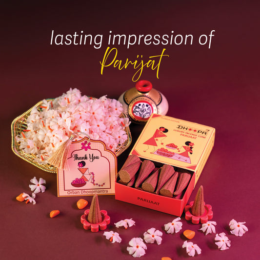 DHOOPA By ORBAN |Luxury Incense Flower Cone| Long-Lasting Aroma|With Bookmark and Stand Parijaat Fragrance
