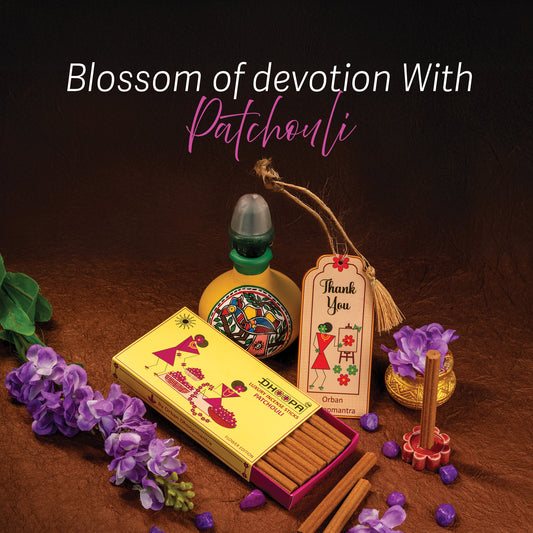 DHOOPA By ORBAN |Luxury Big Flower Edition Incense Sticks | Crafted for Pooja, Meditation &  Peaceful Living | Patchouli Fragrance | With bookmark and Stand
