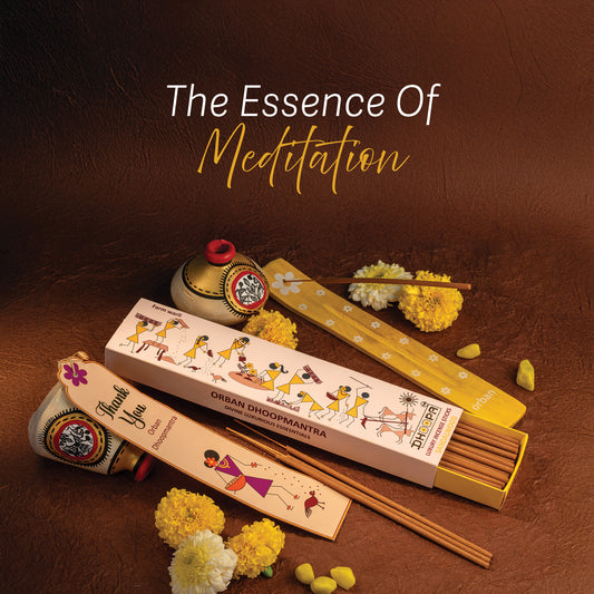 DHOOPA by ORBAN - Warli Luxury Incense Sticks | Natural Incense for Puja | Sandalwood Fragrance | with Bookmark and Premium Incense Stand