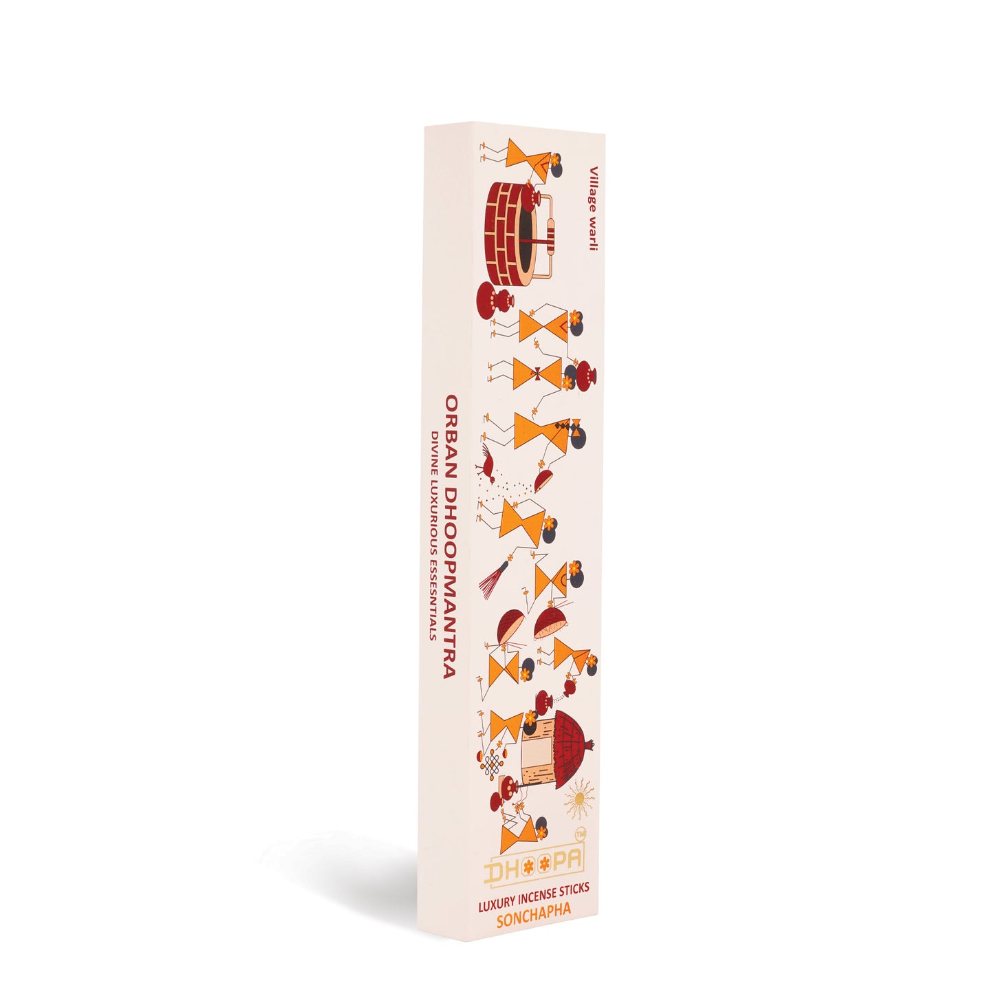 DHOOPA by ORBAN - Warli Luxury Incense Sticks | Perfect for Pooja, Meditation & Yoga | Sonchapha Fragrance | with Bookmark and Premium Incense Sticks Stand