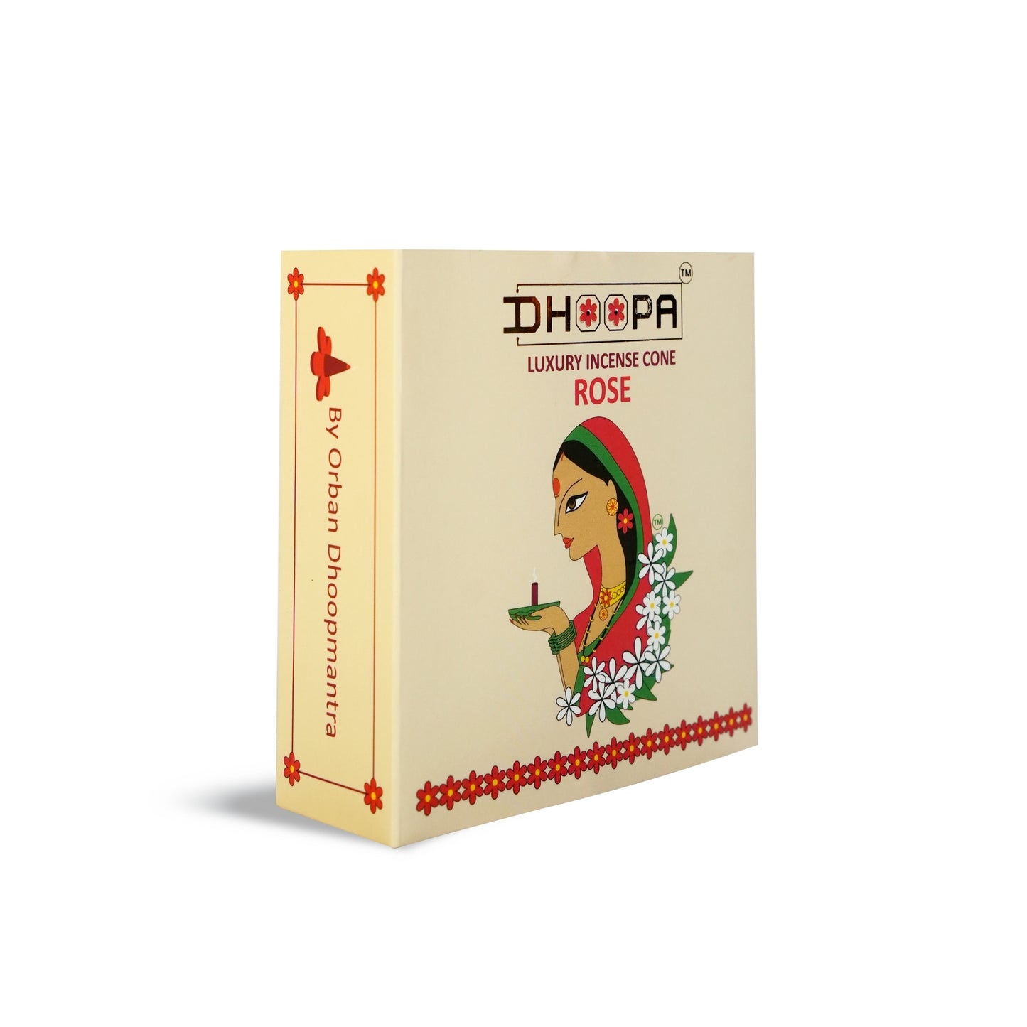 DHOOPA by ORBAN Deluxe Incense Cone | Sustainable & Eco-Friendly | Create a Spiritual Ambience | Rose Fragrance | with Cone Stand & Bookmark