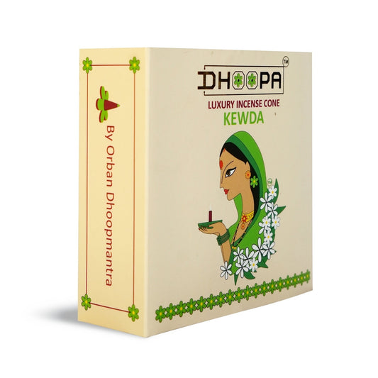DHOOPA by ORBAN Deluxe Incense Cone|Clean Burning & Non-Toxic & Natural Incense|Ideal for Meditation & Relaxation |Kewda Fragrance with Stand and Bookmark.