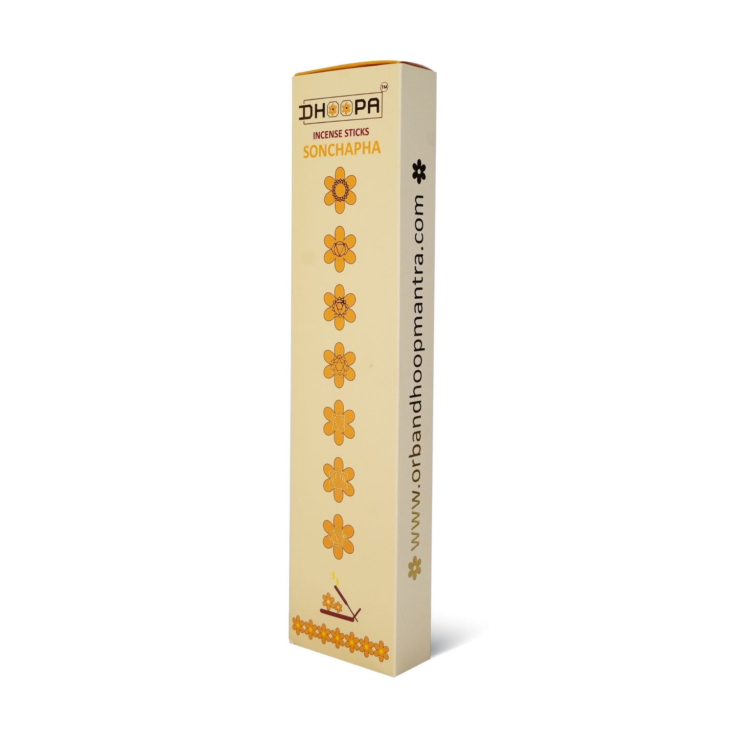 DHOOPA by ORBAN Deluxe 7 Chakra Incense Stick | Perfect for Devotional Use, Yoga & Relaxation|Sonchapha Fragrance | with Premium Stand & Warli Design Bookmark