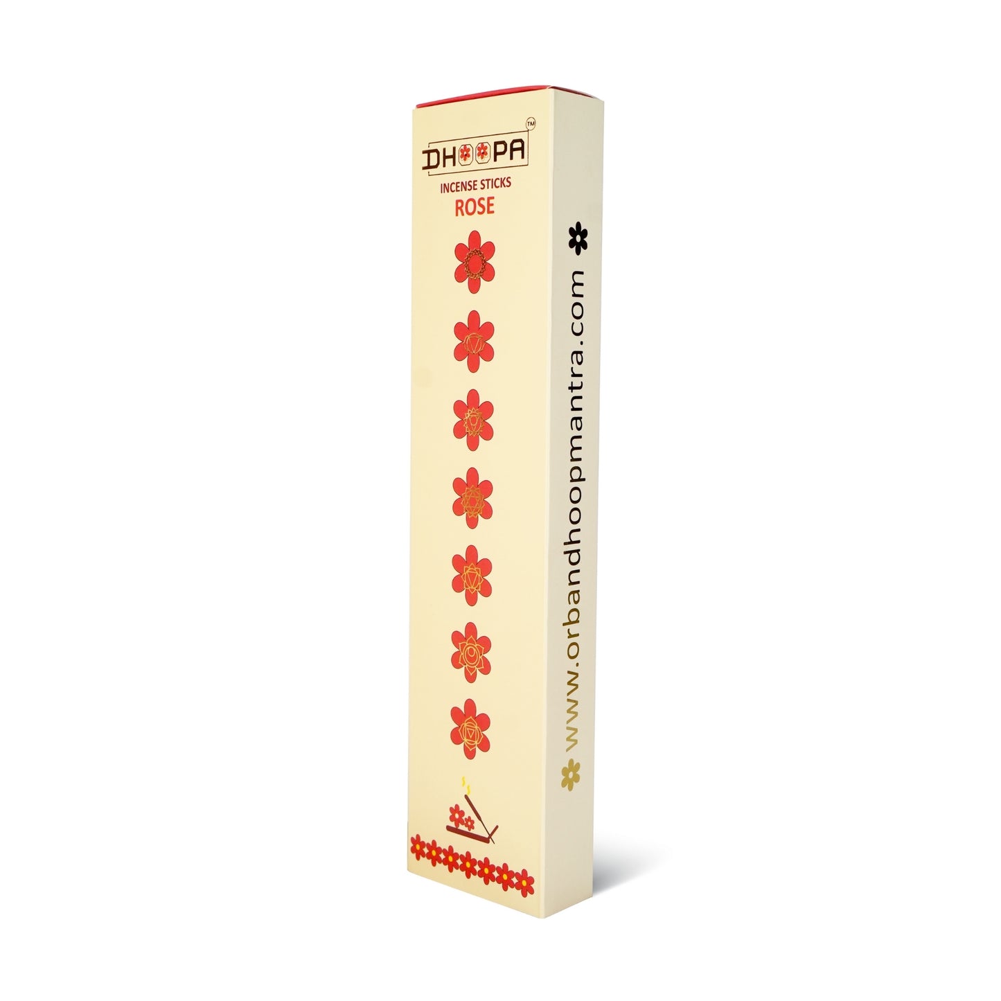 DHOOPA by ORBAN Deluxe 7 Chakra Incense Stick | Perfect for Devotional Use, Yoga & Relaxation| with Premium Stand & Warli Design Bookmark Rose Fragrance