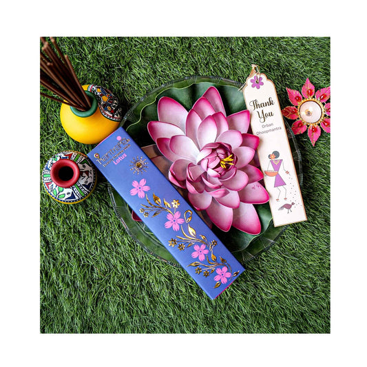 MAAY MANTRAMA By ORBAN – Royal Luxury Incense Stick | Perfect for Pooja, Meditation & Peaceful Vibes |Lotus Fragrance | With Incense Stand & BookMark