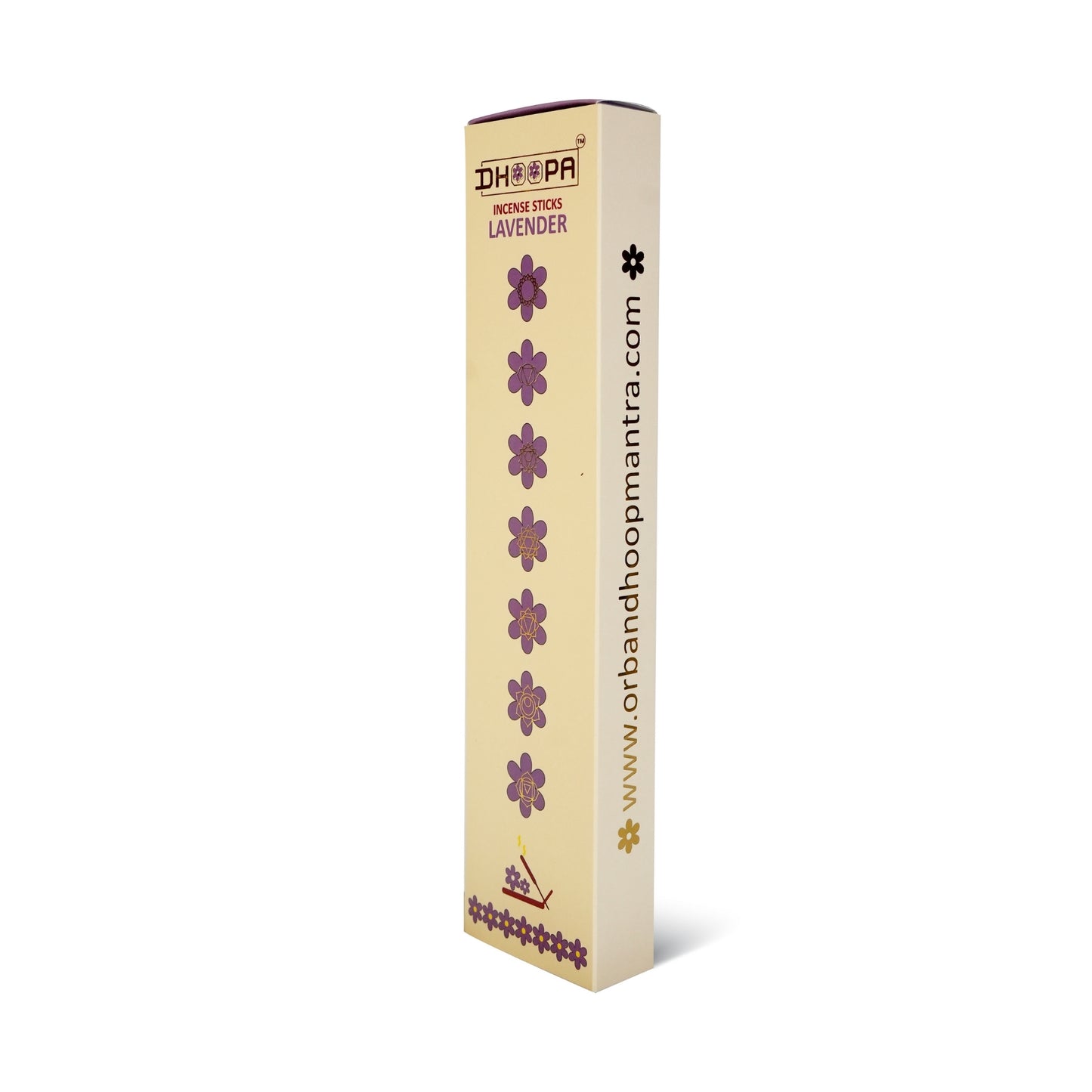 DHOOPA by ORBAN Deluxe 7 Chakra Incense Stick | Spiritual & Soothing Aroma | for Daily Rituals & Yoga | Lavender Fragrance | with Premium Stand & Bookmark