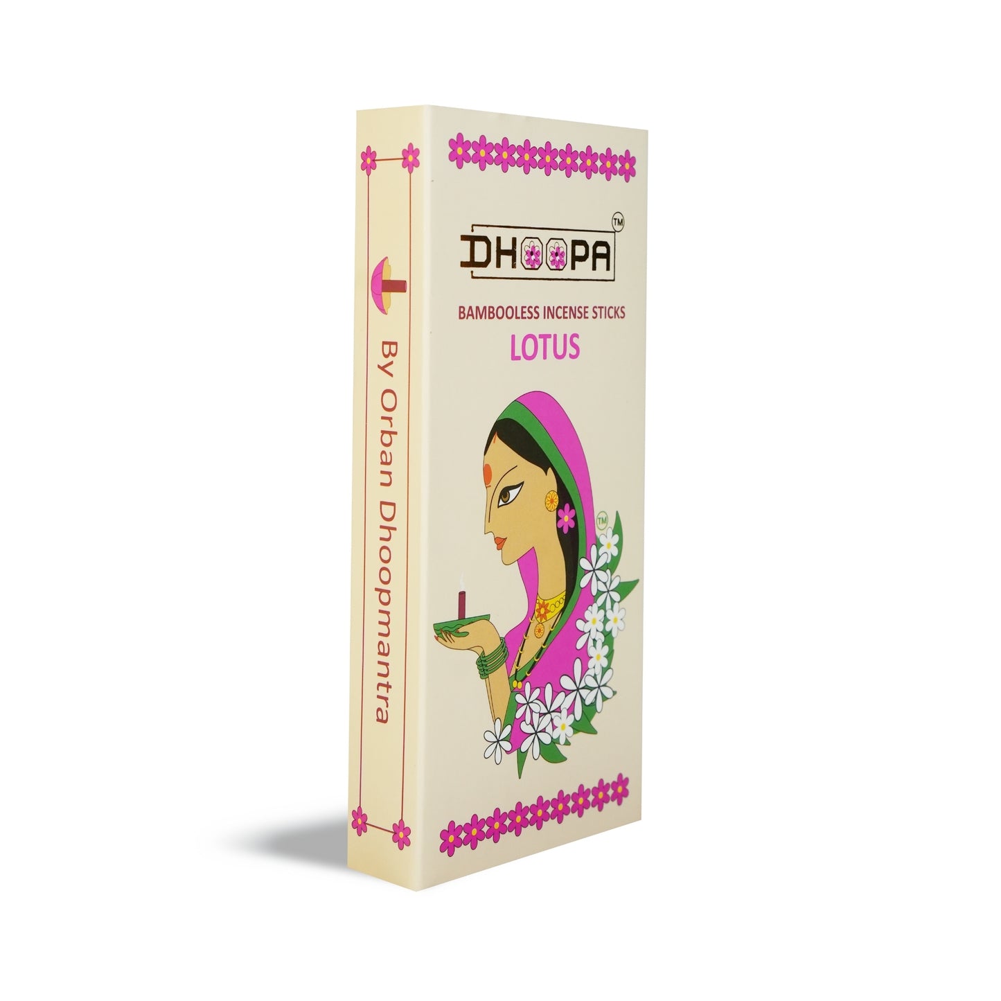 DHOOPA by ORBAN Deluxe Incense Dhoop Stick | Relaxing Aroma for Mindfulness, Yoga, Meditation & Pooja | Lotus Fragrance | with Bookmark & Stand