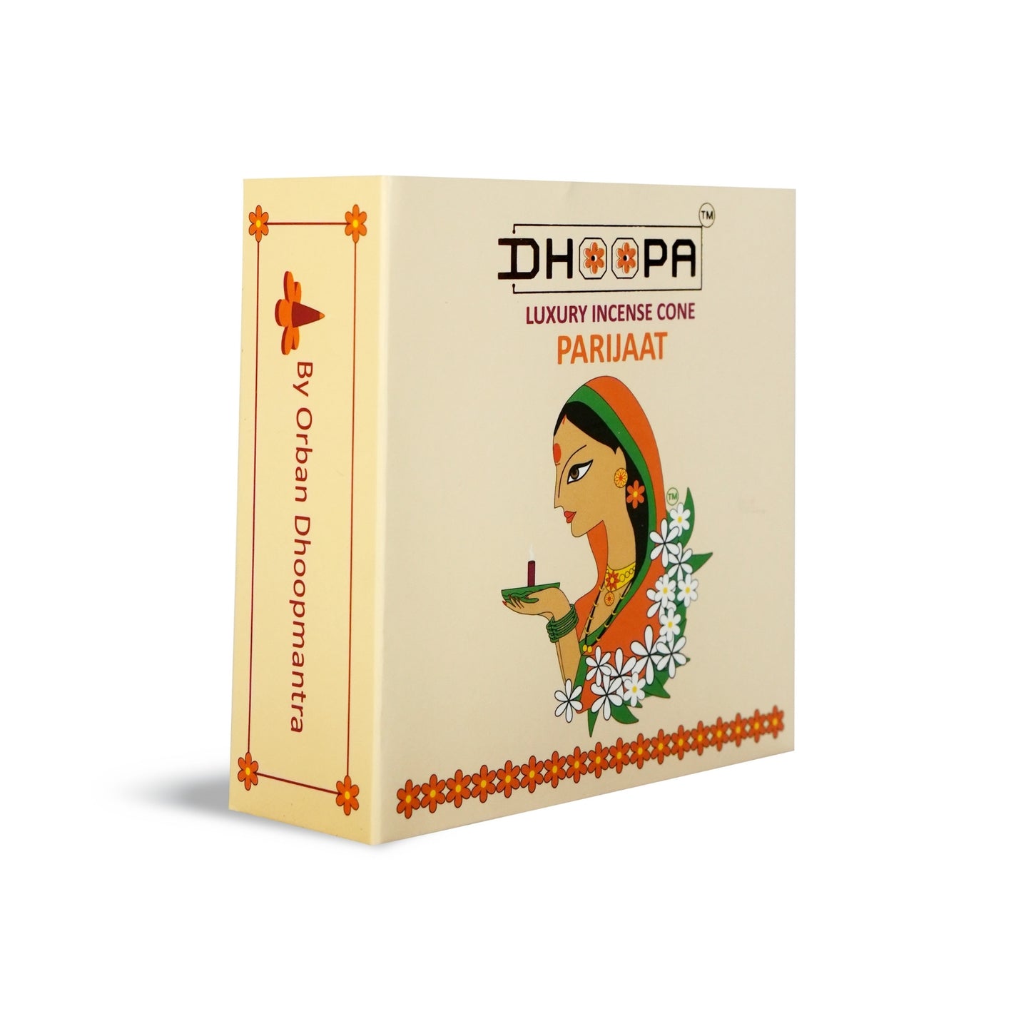 DHOOPA by ORBAN Deluxe Incense Cone | Organic & Charcoal-Free | Enhances Focus & Calm | Parijaat Fragrance | with Stand and Bookmark