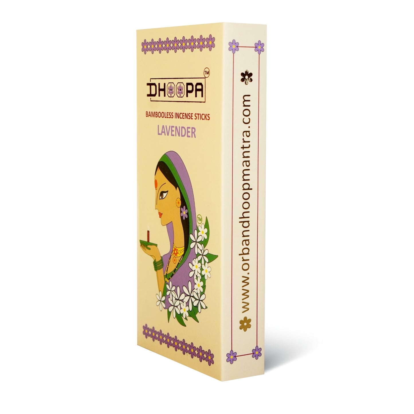 DHOOPA by ORBAN Deluxe Incense Dhoop Sticks | Create Calm & Positivity | Ideal for Pooja, Yoga & Daily Rituals | Lavender Fragrance | with Stand & Bookmark