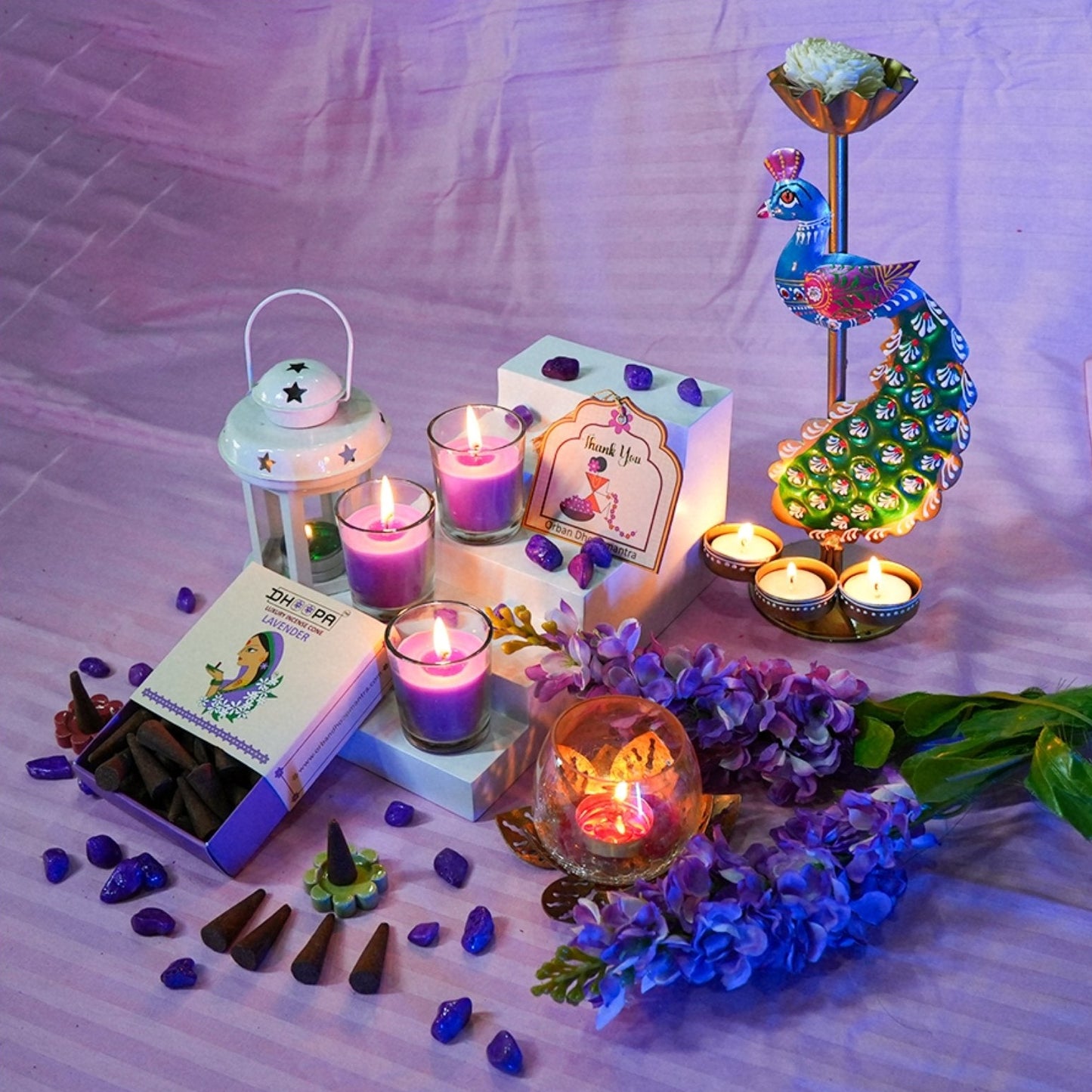 DHOOPA by ORBAN Deluxe Incense Cone | Create a Divine Aura | Ideal for Pooja & Meditation | Pure Lavender Fragrance | with Stand and Warli Art Bookmark