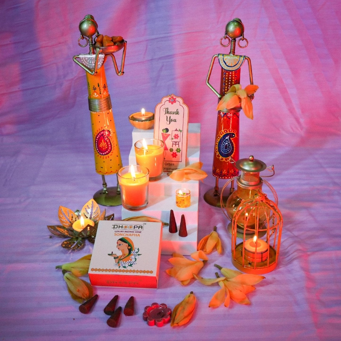 DHOOPA by ORBAN Deluxe Incense Cone | Eco-Friendly & Handmade | Perfect for Spiritual & Home Use | Sonchapha Fragrance | with Stand & Bookmark