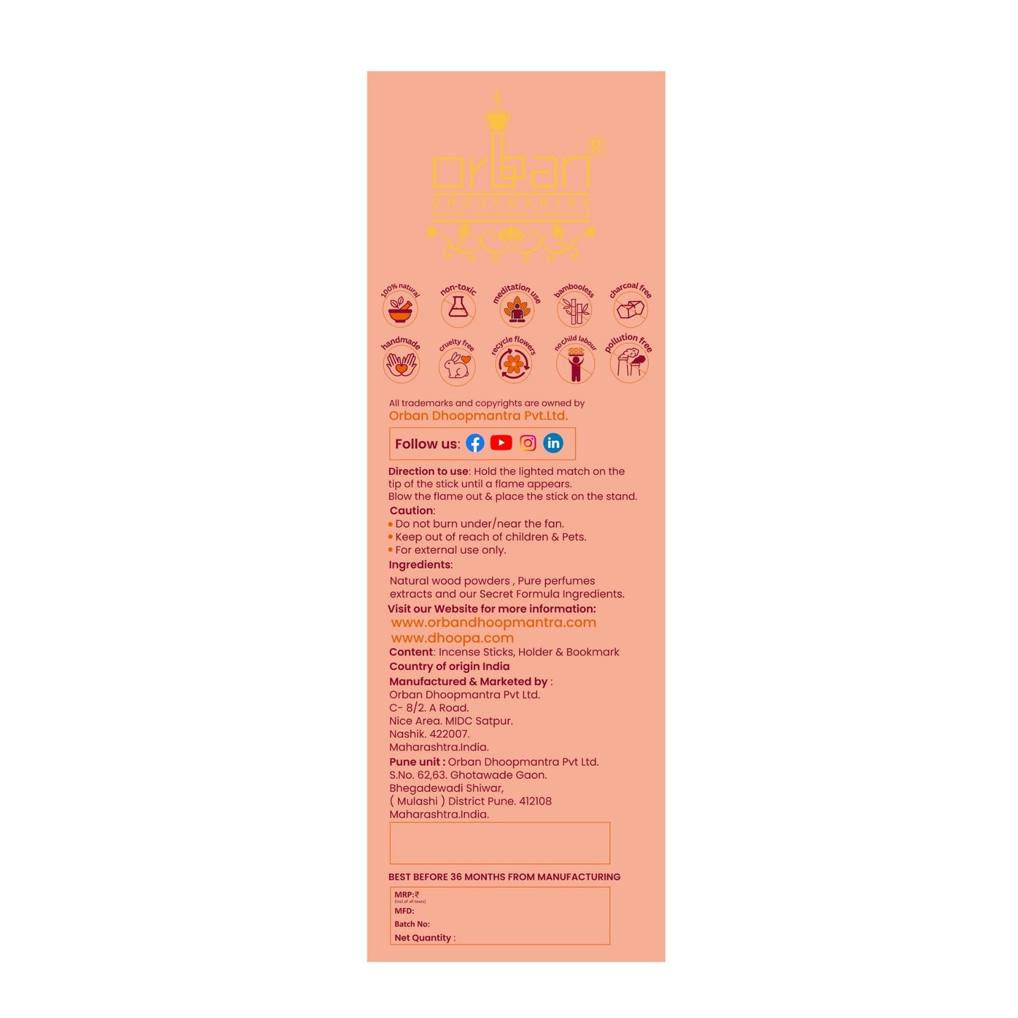 PRABHAA  By ORBAN |Luxury Incense Stick| Devotional & Calming Aroma for Daily Use|Rose Fragrance |With Free Incense Sticks Stand