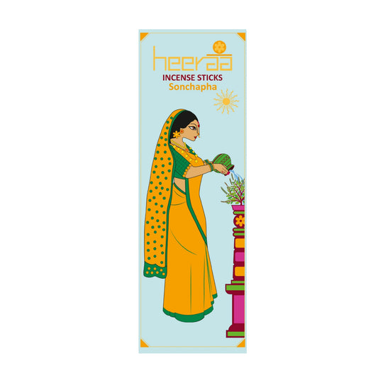 HEERAA  By ORBAN |Luxury Incense Stick| Pure & Natural | Ideal for Pooja, Yoga, Meditation & Home Fragrance |Sonchapha Fragrance |With Free Incense Sticks Stand