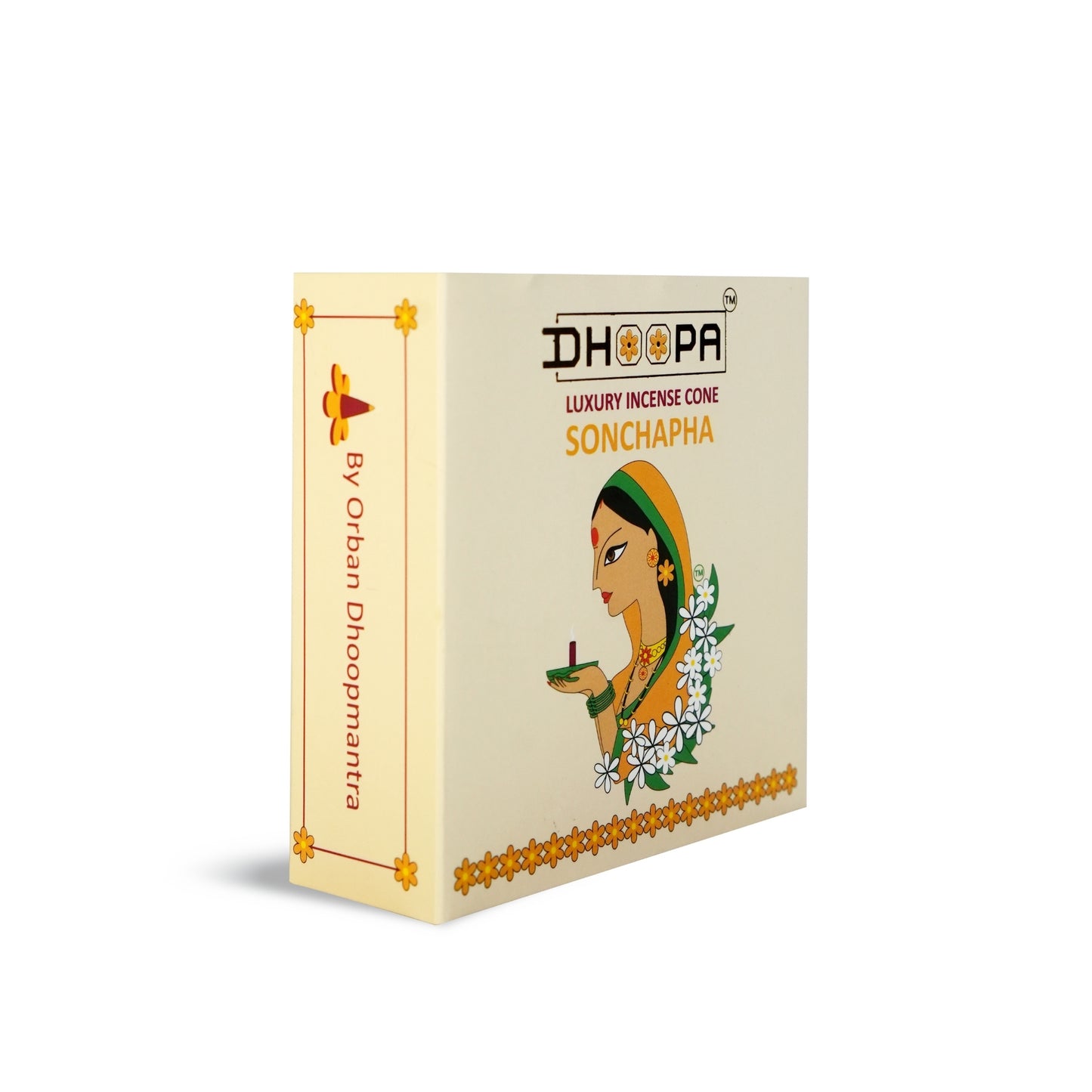 DHOOPA by ORBAN Deluxe Incense Cone | Eco-Friendly & Handmade | Perfect for Spiritual & Home Use | Sonchapha Fragrance | with Stand & Bookmark