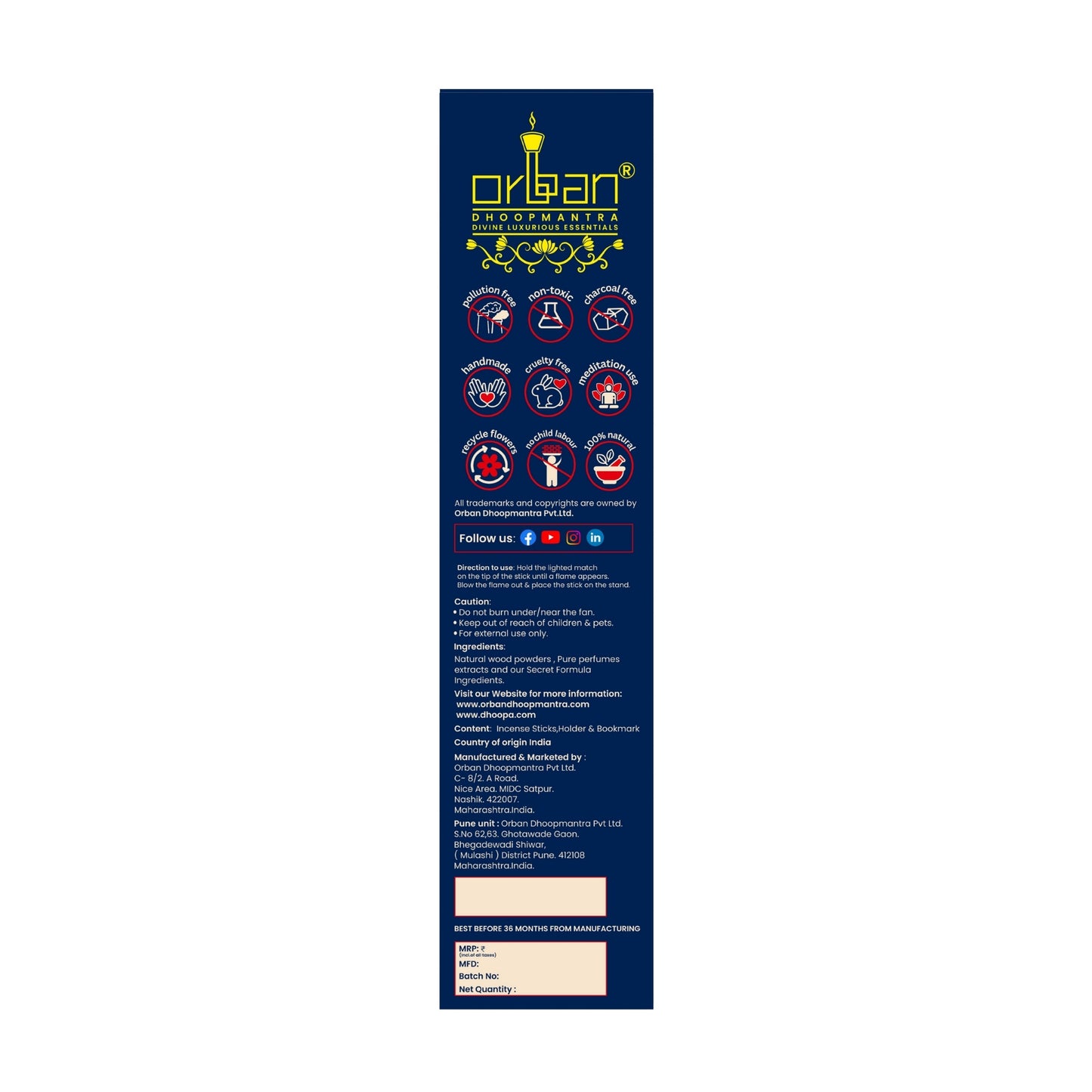 MAAY MANTRAMA By ORBAN – Royal Luxury Incense Stick | Infuse Positivity & Peace in Every Space|Rose Fragrance | With Incense Stand & BookMark