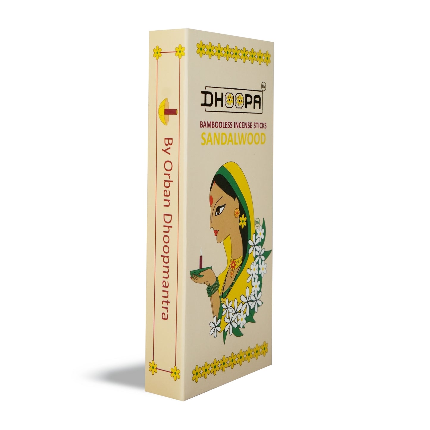 DHOOPA by ORBAN Deluxe Incense Dhoop Sticks | Pure & Natural Blend | Ideal for Prayer, Meditation & Wellness | Sandalwood Fragrance | with Stand & Bookmark