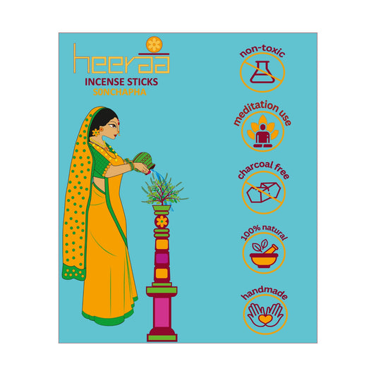 HEERAA  By ORBAN |Luxury Incense Stick| Pure & Natural | Ideal for Pooja, Yoga, Meditation & Home Fragrance |Sonchapha Fragrance |With Free Incense Sticks Stand