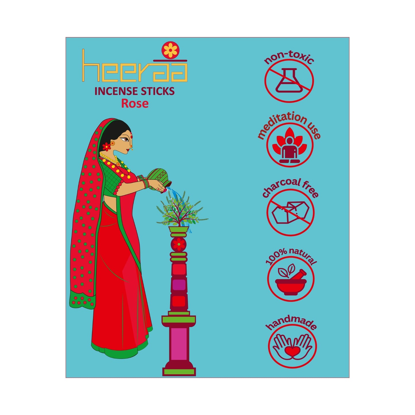 HEERAA  By ORBAN |Luxury Incense Stick| Devotional & Calming Aroma for Daily Use|Rose Fragrance |With Free Incense Sticks Stand