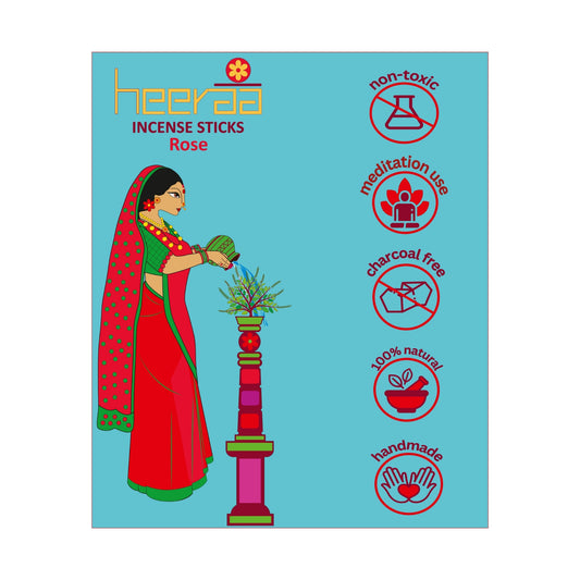 HEERAA  By ORBAN |Luxury Incense Stick| Devotional & Calming Aroma for Daily Use|Rose Fragrance |With Free Incense Sticks Stand