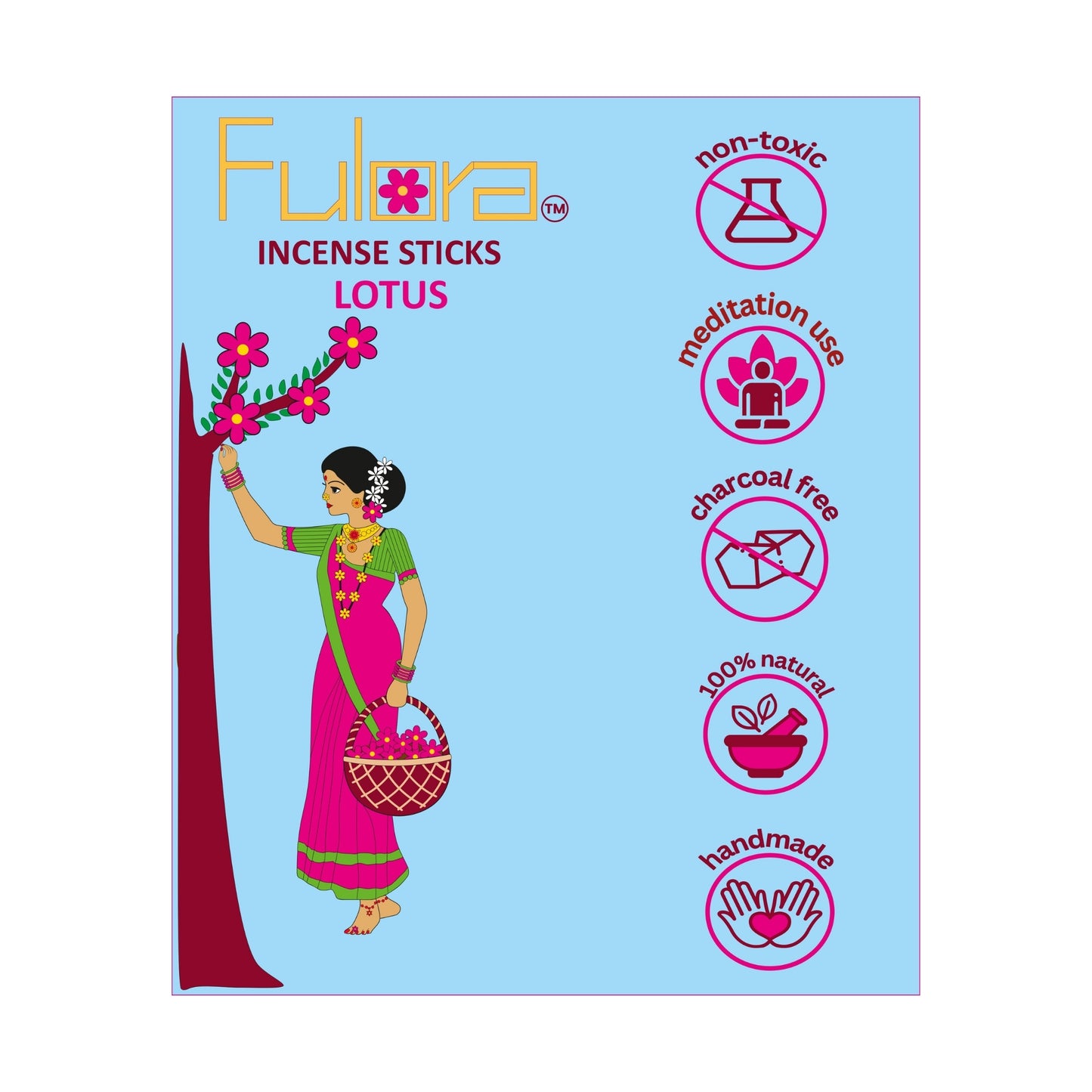 FULORA By ORBAN| Luxury Incense Stick | Natural Eco-Friendly | Devotional & Calming Aroma for Daily Use | Lotus Fragrance |With Free Incense Sticks Stand