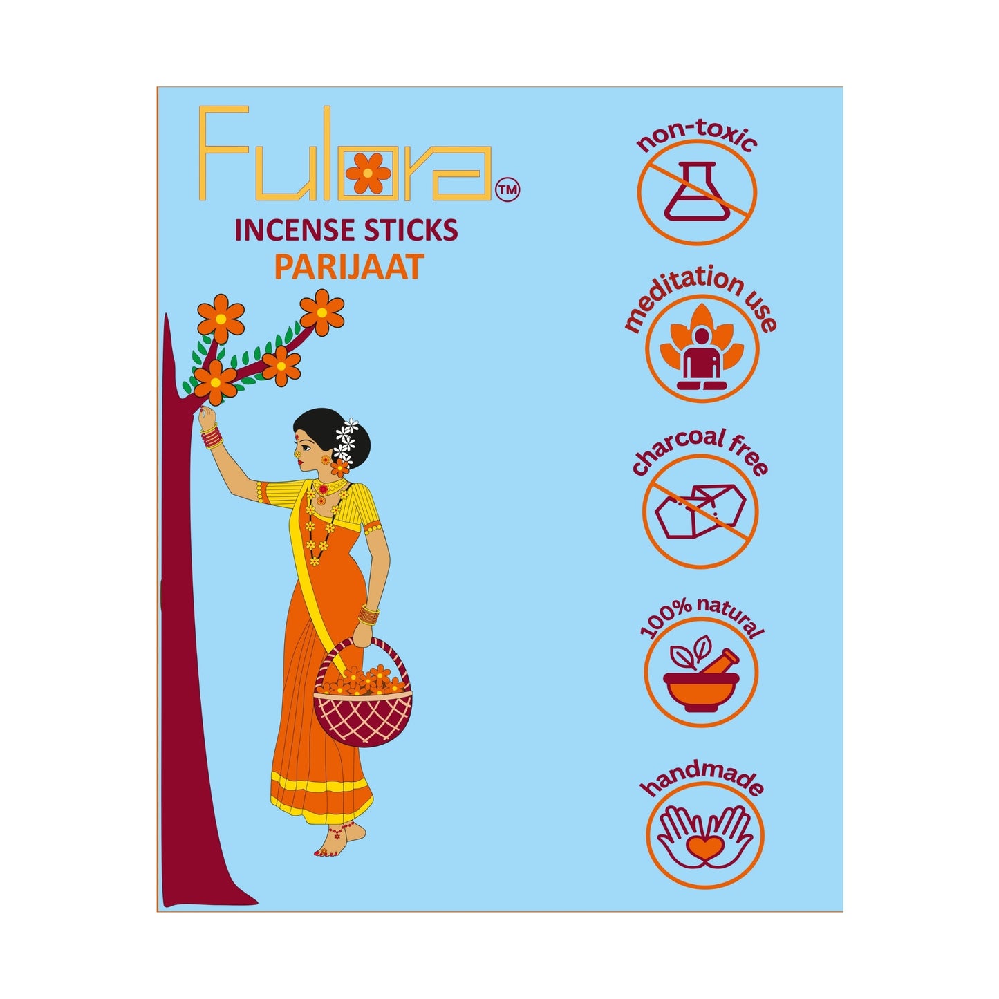 FULORA By ORBAN| Luxury Incense Stick | Devotional Use for Pooja & Home |Parijaat Fragrance |With Free Incense Sticks Stand